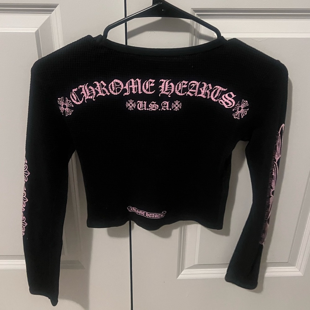 Chrome Hearts crop thermal pink and black
